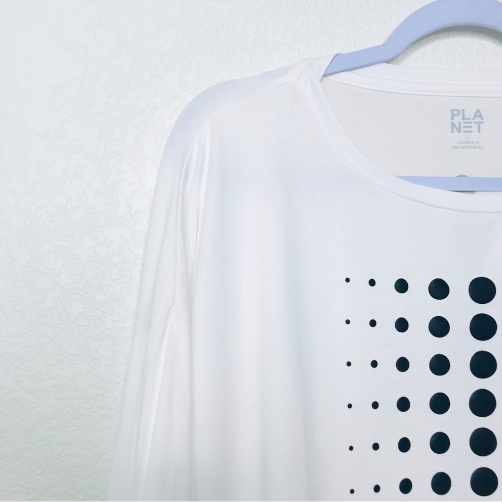 PLANET BY LAUREN G Dot Dot Dot Luxury Boxy T-Shirt White Black - Picture 6 of 13